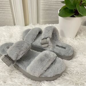 KOOLABURRA BY UGG WOMENS FURR-AH wild dove shearling lined strappy sandals sz 10